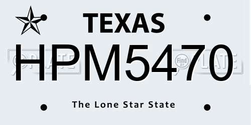 HPM5470 Texas License Plate
