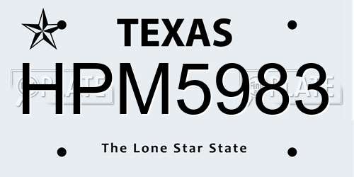 HPM5983 Texas License Plate