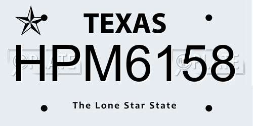 HPM6158 Texas License Plate