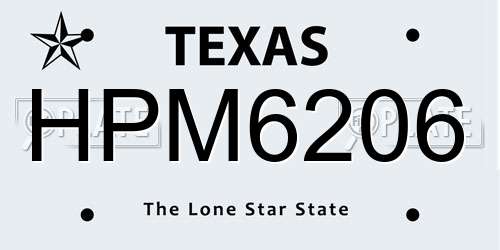 HPM6206 Texas License Plate
