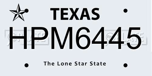 HPM6445 Texas License Plate