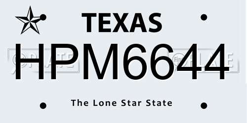 HPM6644 Texas License Plate