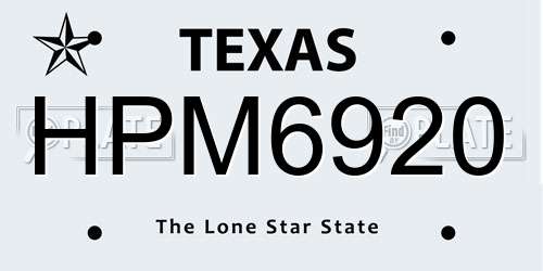 HPM6920 Texas License Plate