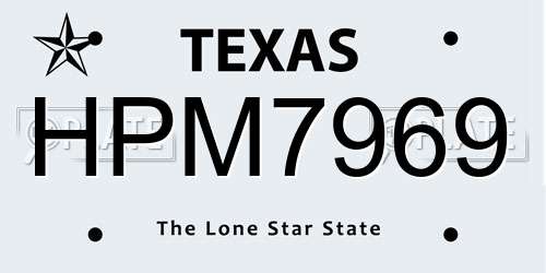 HPM7969 Texas License Plate