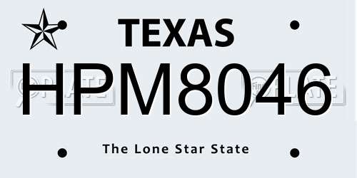 HPM8046 Texas License Plate