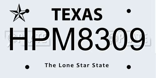 HPM8309 Texas License Plate