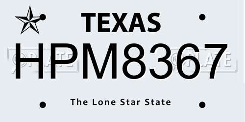 HPM8367 Texas License Plate