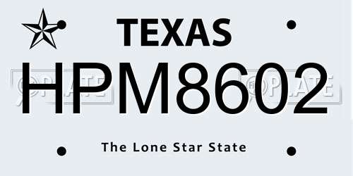 HPM8602 Texas License Plate
