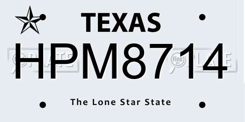 HPM8714 Texas License Plate