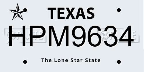 HPM9634 Texas License Plate