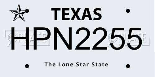 HPN2255 Texas License Plate