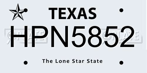 HPN5852 Texas License Plate