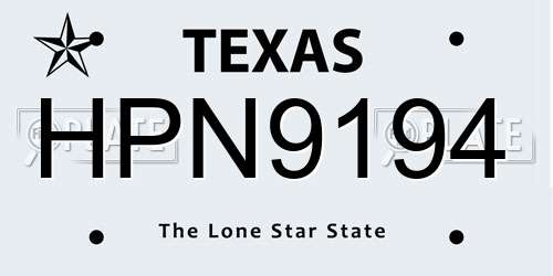 HPN9194 Texas License Plate