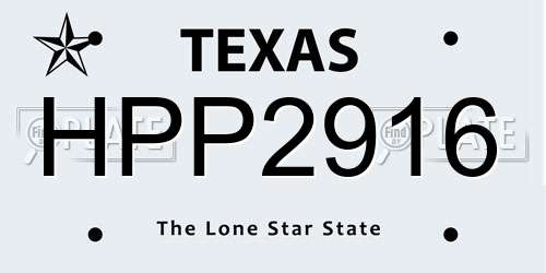 HPP2916 Texas License Plate