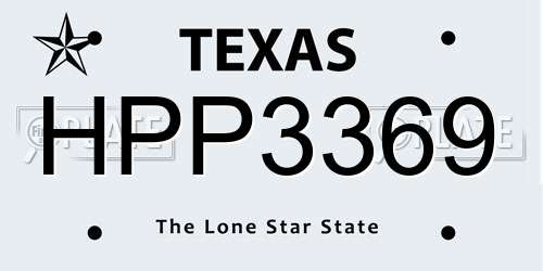 HPP3369 Texas License Plate