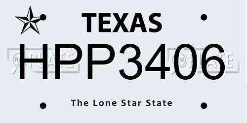 HPP3406 Texas License Plate