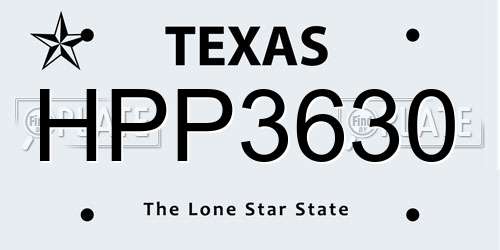 HPP3630 Texas License Plate
