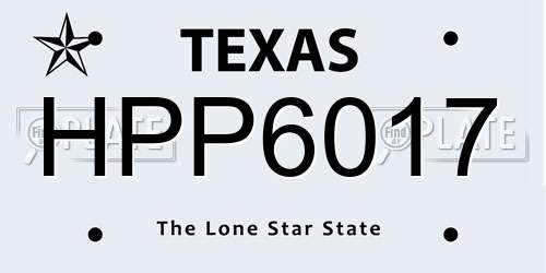 HPP6017 Texas License Plate