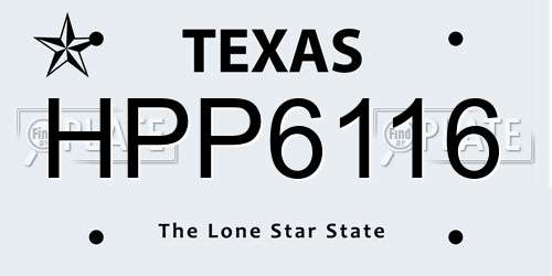 HPP6116 Texas License Plate