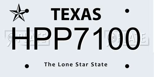 HPP7100 Texas License Plate