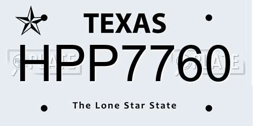 HPP7760 Texas License Plate