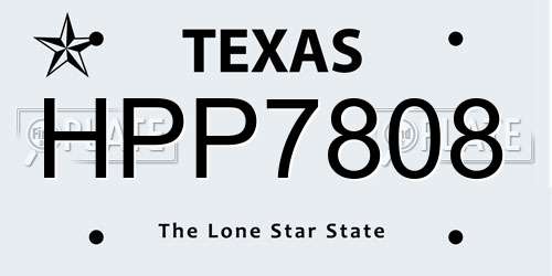 HPP7808 Texas License Plate