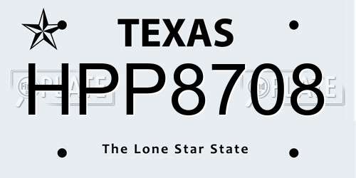 HPP8708 Texas License Plate