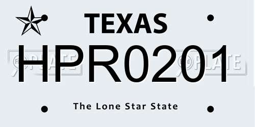 HPR0201 Texas License Plate