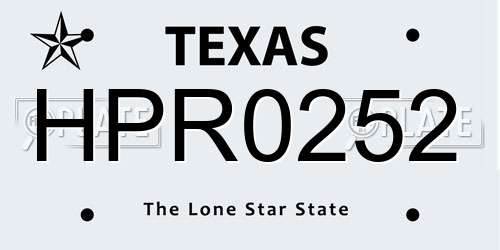 HPR0252 Texas License Plate