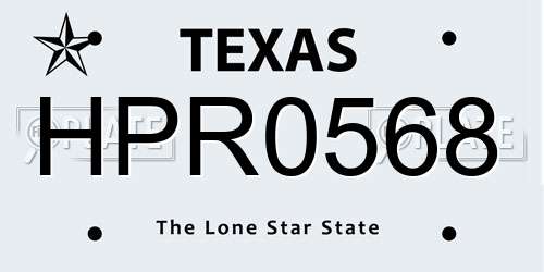HPR0568 Texas License Plate