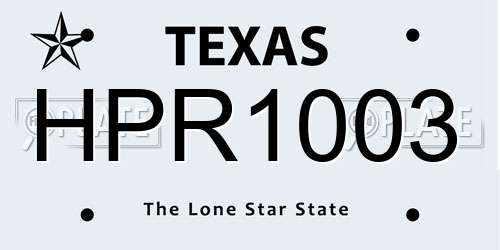 HPR1003 Texas License Plate