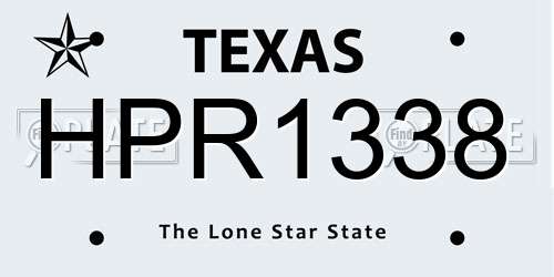 HPR1338 Texas License Plate