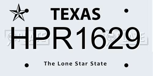 HPR1629 Texas License Plate
