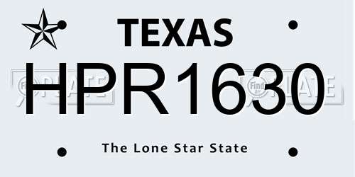 HPR1630 Texas License Plate