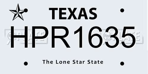 HPR1635 Texas License Plate