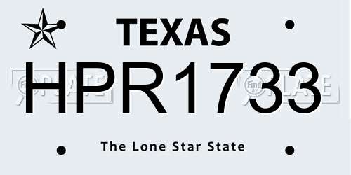 HPR1733 Texas License Plate