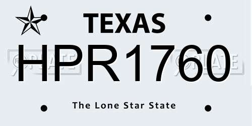 HPR1760 Texas License Plate