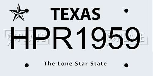 HPR1959 Texas License Plate