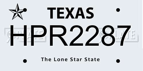 HPR2287 Texas License Plate