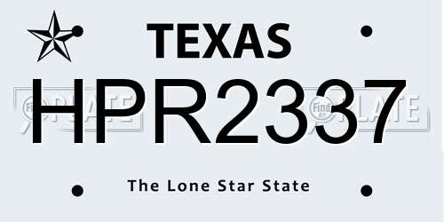 HPR2337 Texas License Plate