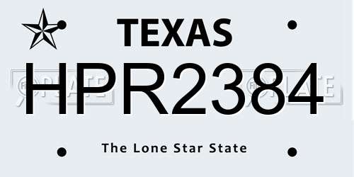 HPR2384 Texas License Plate