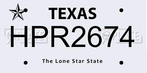 HPR2674 Texas License Plate