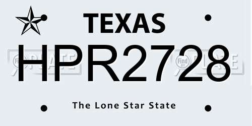 HPR2728 Texas License Plate