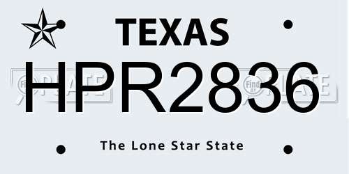 HPR2836 Texas License Plate