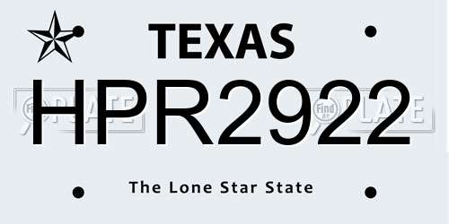 HPR2922 Texas License Plate