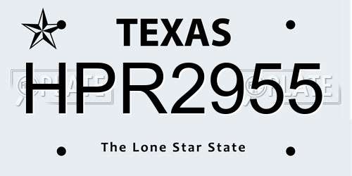 HPR2955 Texas License Plate
