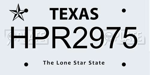 HPR2975 Texas License Plate