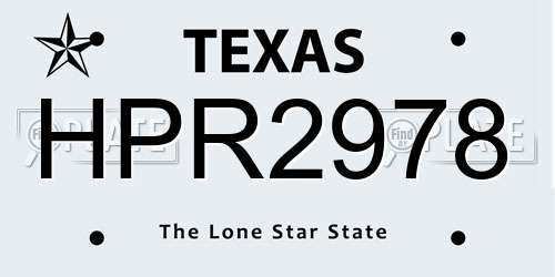 HPR2978 Texas License Plate
