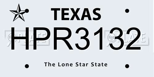 HPR3132 Texas License Plate