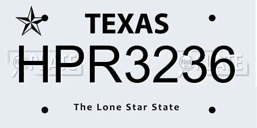 HPR3236 Texas License Plate
